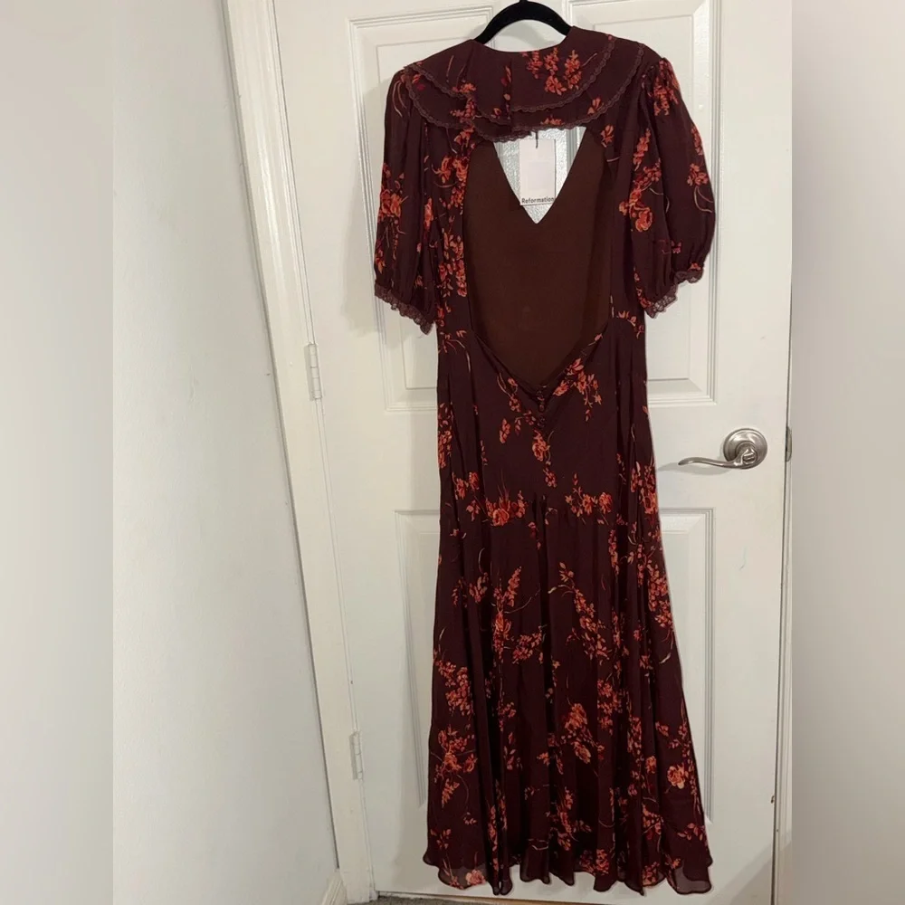 Reformation Brown Floral Midi Dress - Picture 4 of 5